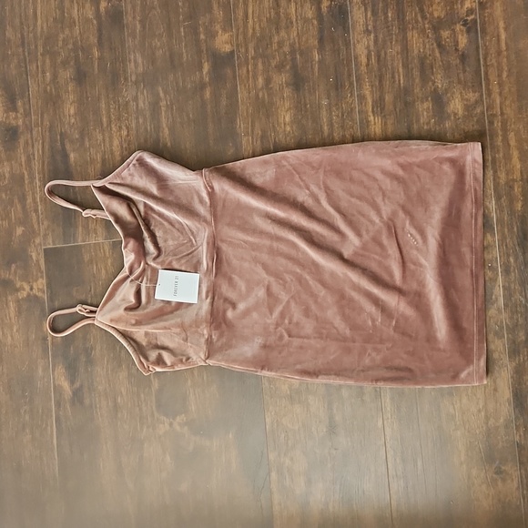 nwt FOREVER 21 velvet dress M spaghetti strap taupe empire slip dress - Picture 1 of 4